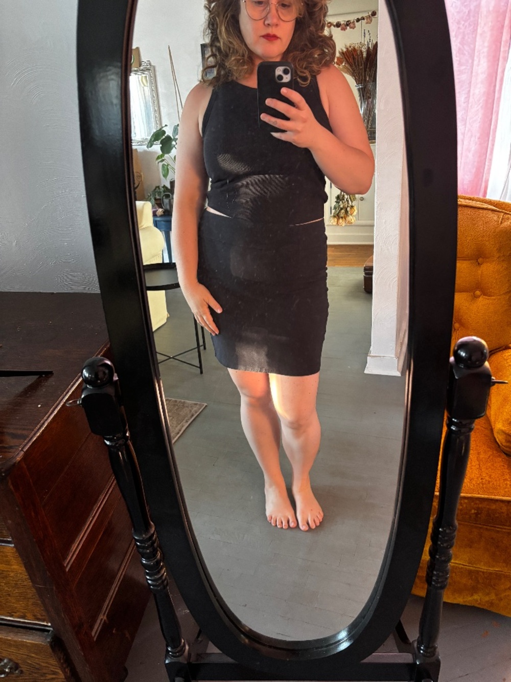 Black mini skirt